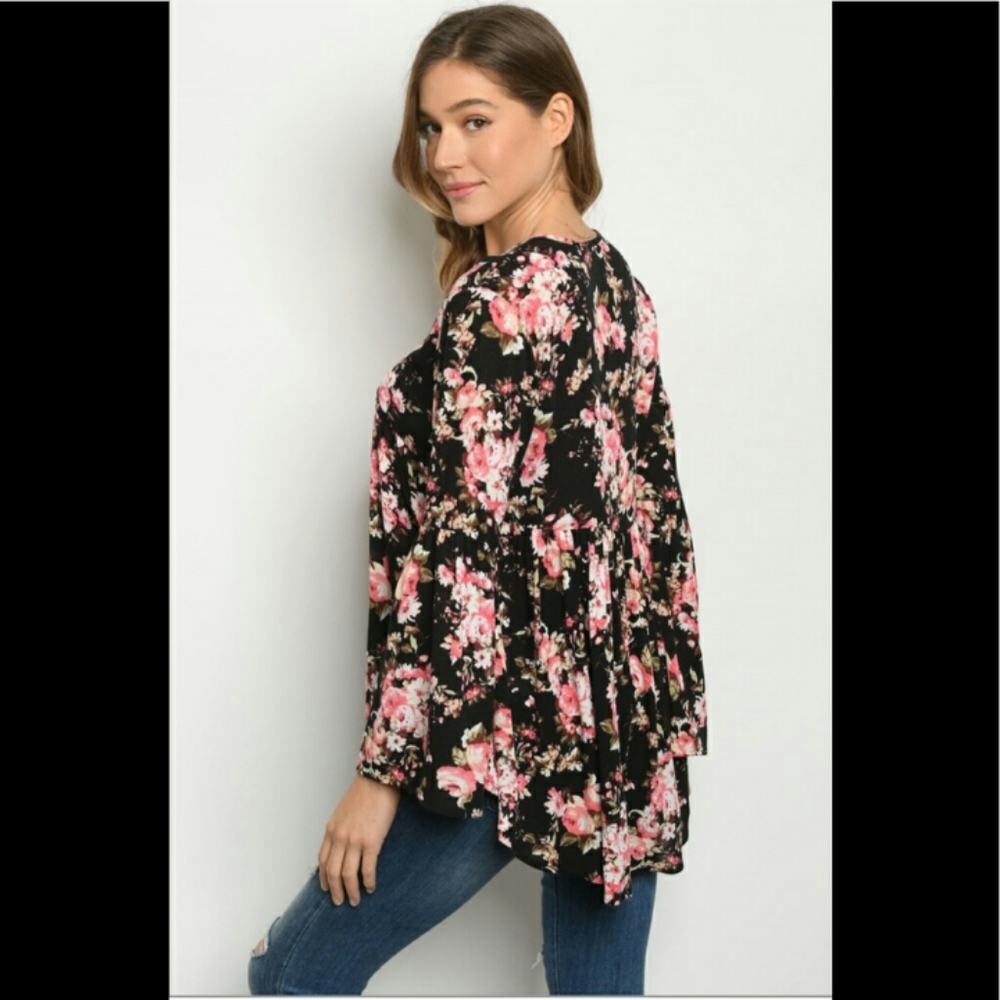 A Girl Thing Black Floral Shirt - Picture 3 of 5